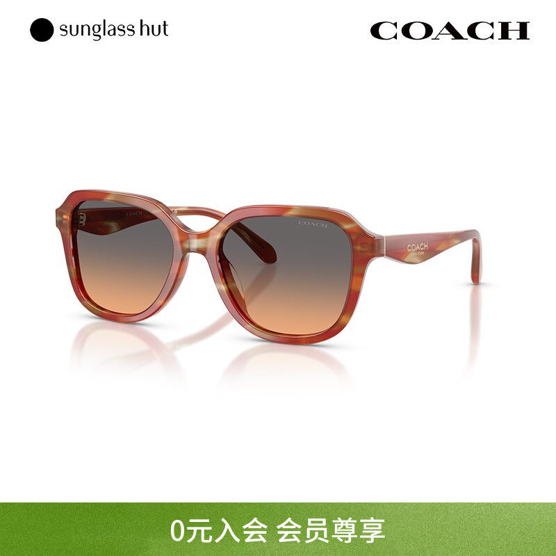 COACH/蔻驰太阳镜女渐变色墨镜方形眼镜0HC8437U