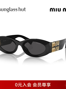 MIUMIU缪缪太阳眼镜女黑金logo猫眼复古墨镜0MU 11WS