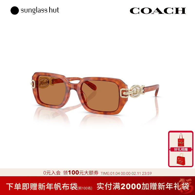 COACH蔻驰【春夏新品】太阳镜女款墨镜长方形遮阳眼镜0HC8425U