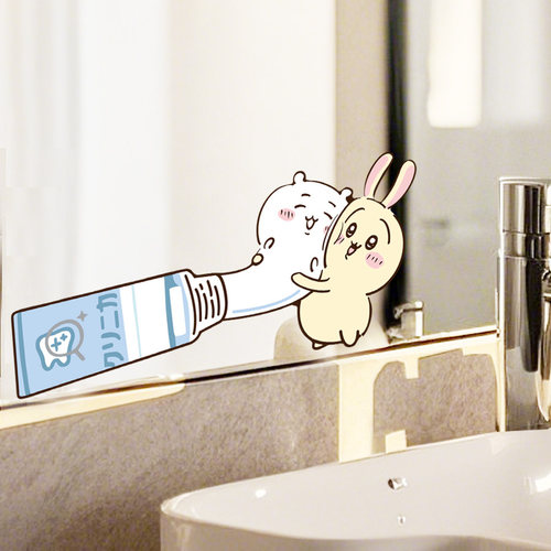 吉伊卡哇chiikawa小八乌萨奇浴室镜子贴纸自粘卫生间遮挡神器贴画