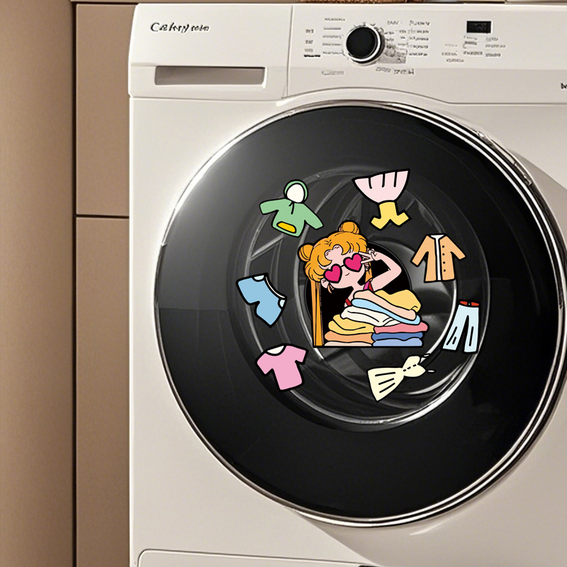 美少女战士滚筒洗装饰贴纸衣机外壳遮丑贴新款装饰自粘贴画防水