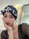 可爱韩国女大号游泳帽 泳帽女布帽不勒头长发专用黑色护耳成人时尚