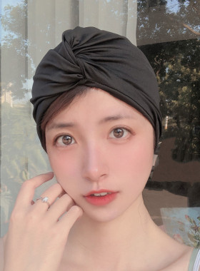 游泳帽女长发专用不勒头可爱日系显脸小加大头围黑色成人潮款布料