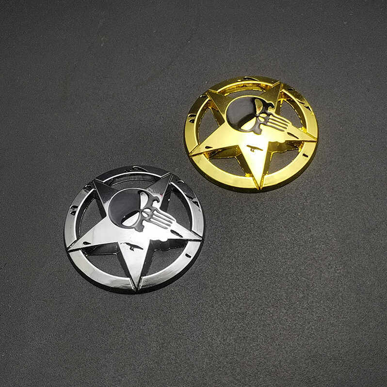 个性创意骷髅头车标海盗摩托汽车身划痕遮挡装饰3D立体鬼头金属贴