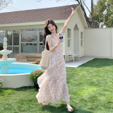 【现货】小清新碎花蕾丝花边吊带连衣裙P165-K268，女装连衣裙，浙宝128A