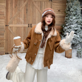 【现货】新款数据好皮毛一体外套P195-K288，女装短外套，浙宝128A