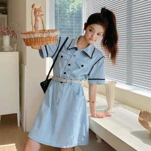 复古牛仔连衣裙女2025夏季新款韩系气质时尚收腰显瘦超好看工装裙图片