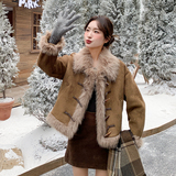 【】短款皮毛一体外套P195-K288，女装短外套，浙宝128A