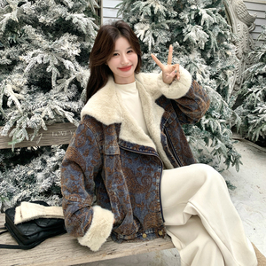 【现货】高级感加绒加厚牛仔棉服外套P210-K318图片