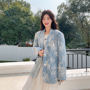 设计感蕾丝拼接西装外套女2026春季新款韩系超好看时尚减龄小西服图片