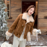 【现货】新款数据好皮毛一体外套P195-K288，女装短外套，浙宝128A