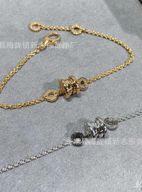 CNC精工玫瑰金弹簧满钻手链厚镀18金白金黑陶瓷宝家小蛮腰小红人