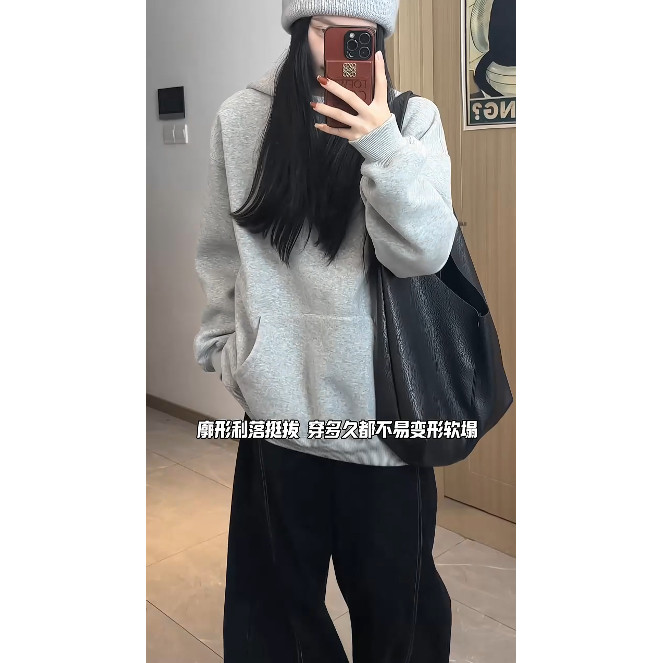 直播品质25年春秋季纯色重磅420克重连帽卫衣A306-W88-P55，女装卫衣/绒衫，电商A306