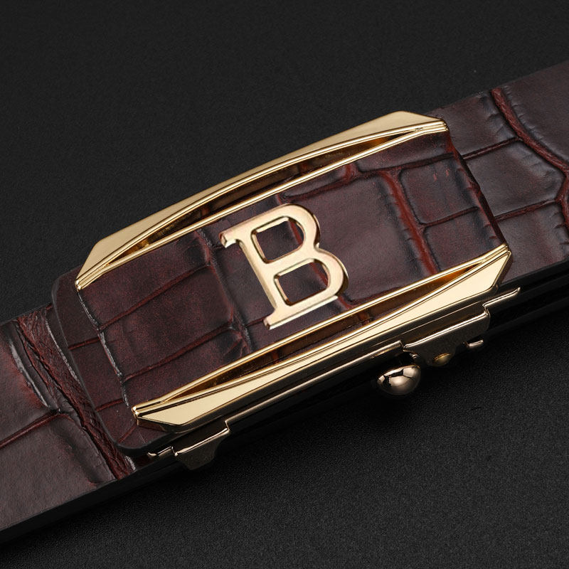 新款高端鳄鱼纹皮带男士真皮腰带商务时尚休闲潮流轻奢裤带自动扣