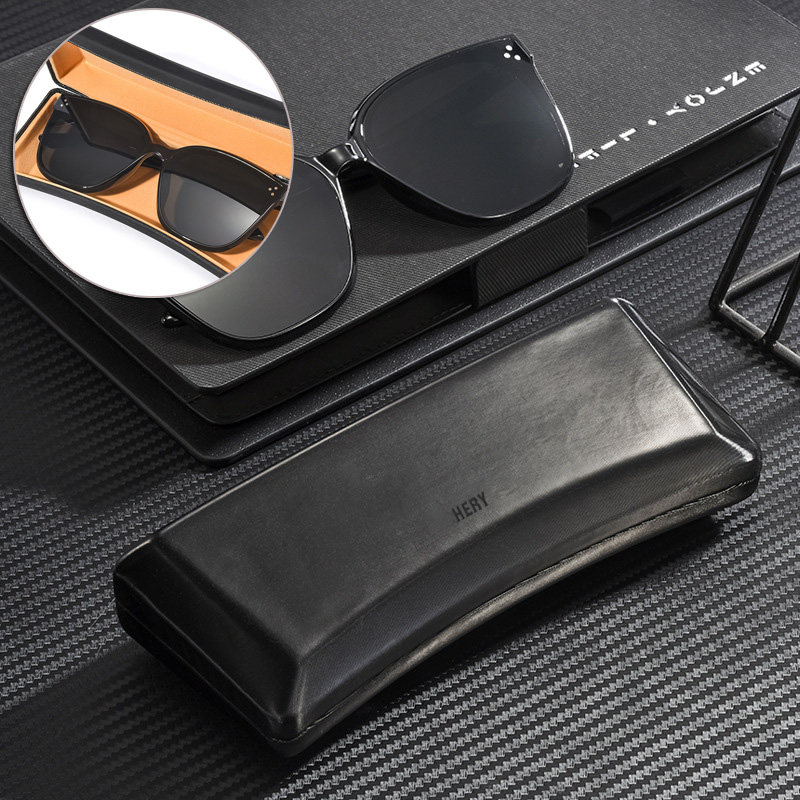 新款曜石黑磨砂太阳眼镜盒子男女高颜值防压便携车载墨镜收纳盒大