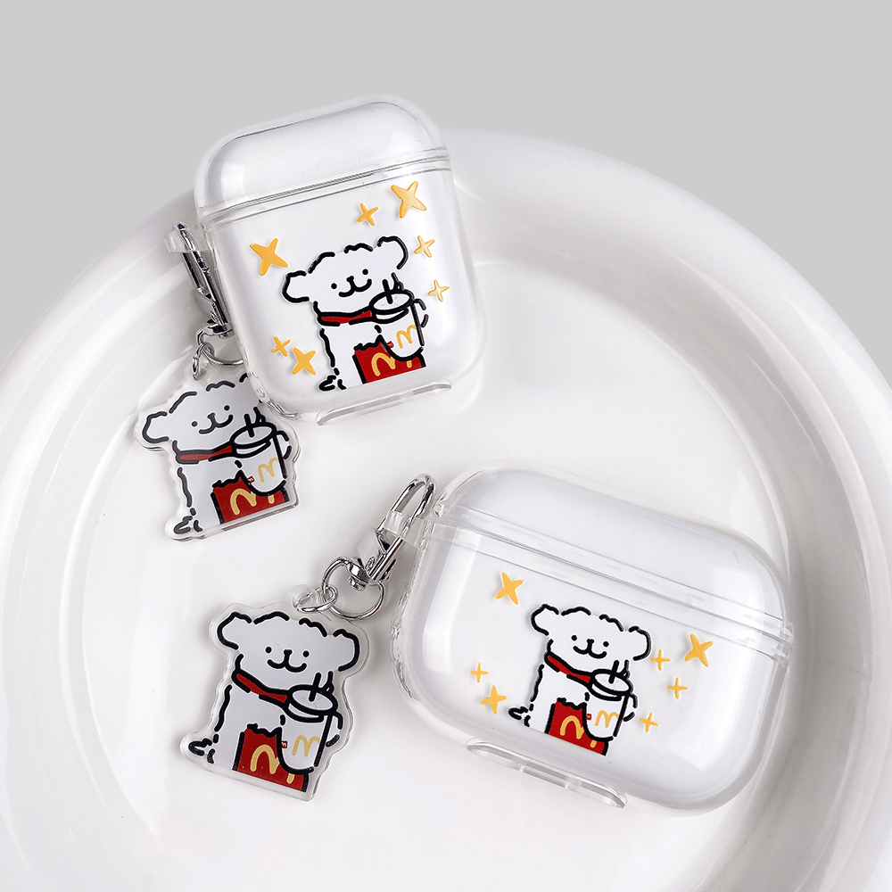 卡通M小狗适用小米3pro降噪耳机保护套透明红米Buds5/4/3蓝牙保护壳buds4pro软air2SE降噪3耳机壳Dots3