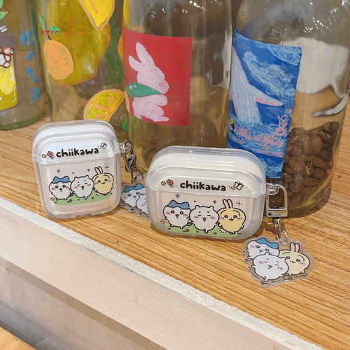 卡通吉伊卡哇适用Baseus倍思E3耳机套M2透明W04软WM05真无线蓝牙WM02保护壳M2/W04+/storm3无线耳机套wo4/3