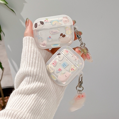 ins樱桃小狗适用小米3pro降噪耳机保护套透明红米Buds4/3蓝牙保护壳air2s硅胶air2SE降噪3耳机壳AirDots3pro