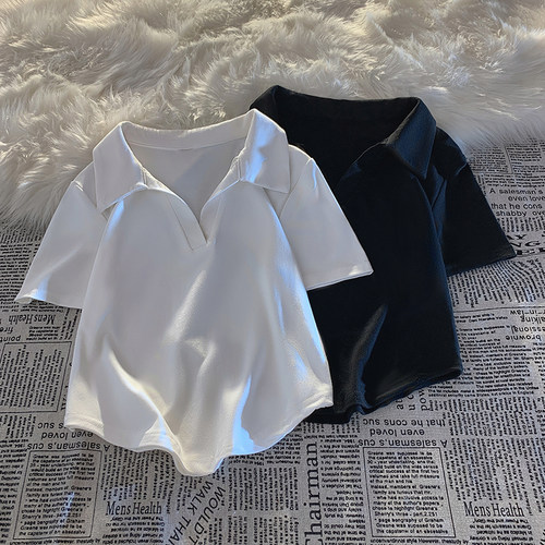 短袖T恤女短款紧身上衣polo杉