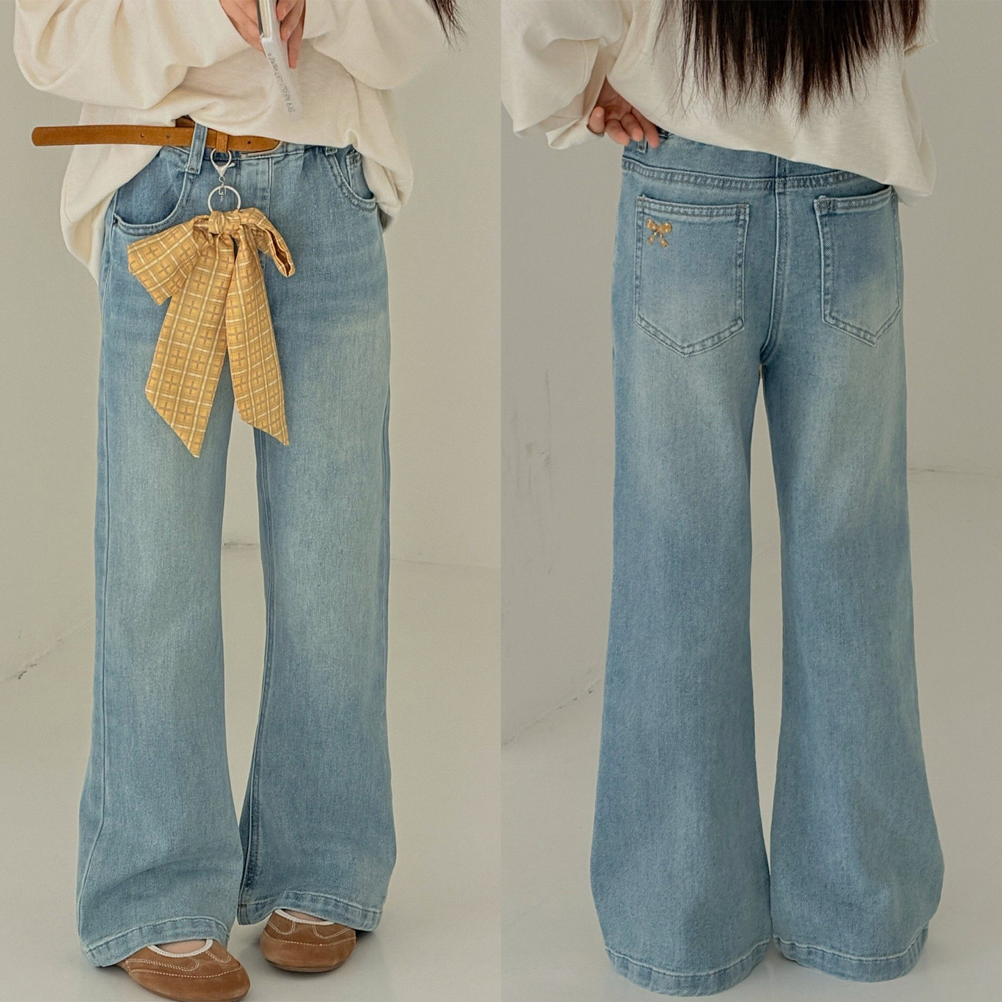 韩国童装26春季新女童显高显瘦微喇裤中大童韩版洋气女孩修身长裤,童装/婴儿装/亲子装,儿童牛仔裤,淘宝优惠券,粉丝福利购,淘宝优惠卷