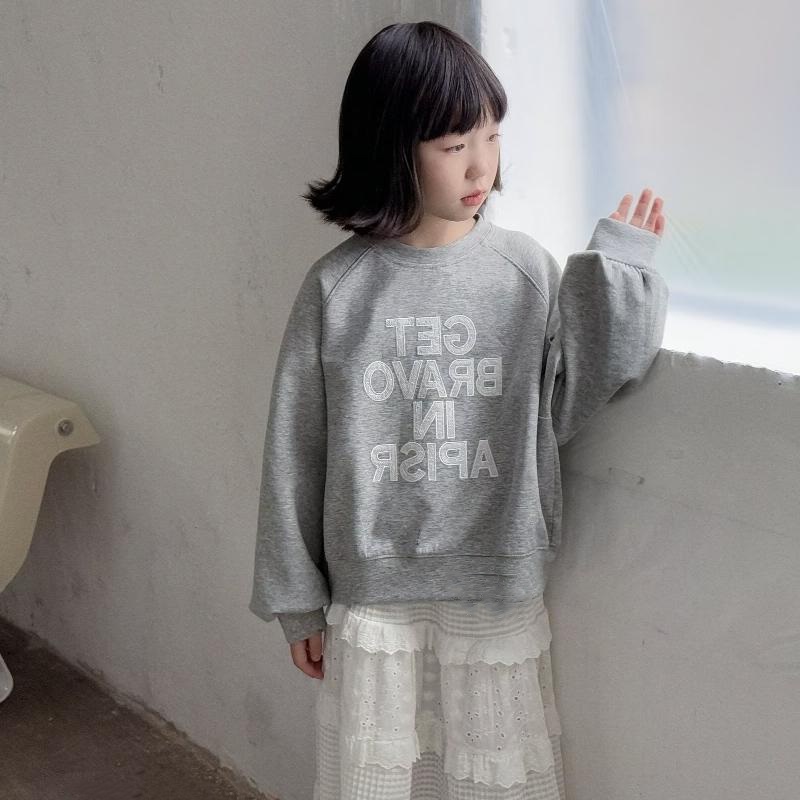 女童圆领简约卫衣女孩休闲上衣