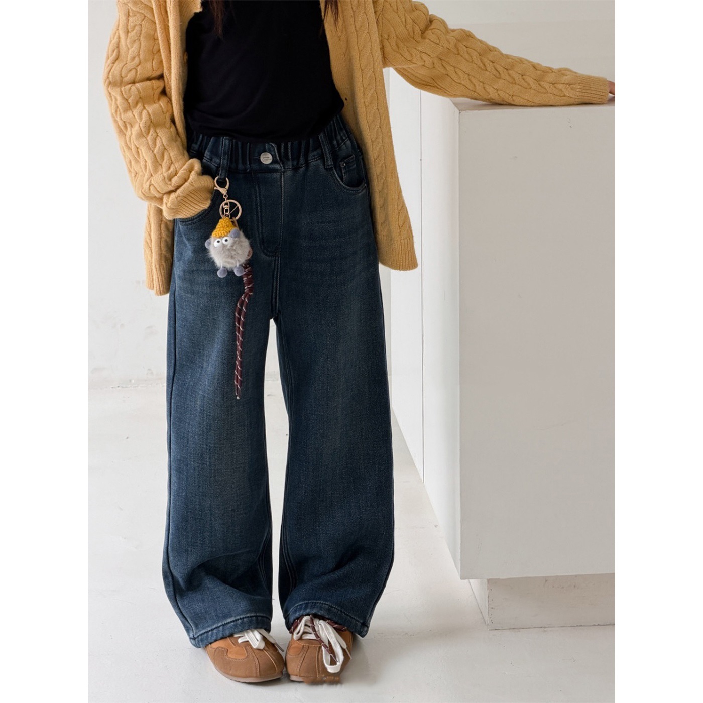 女童直筒加绒裤子秋冬一体绒