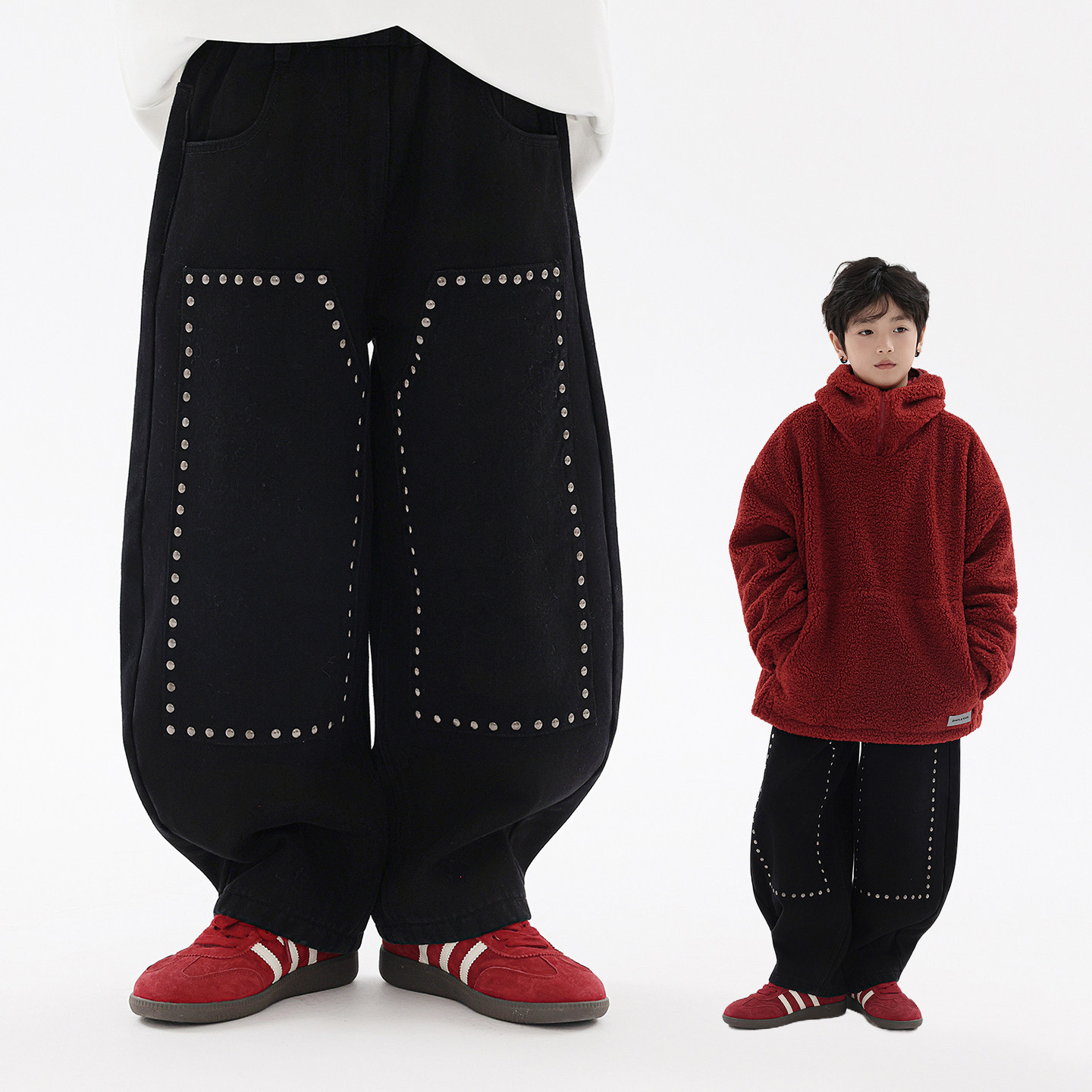 男童牛仔裤加绒女童冬季长裤朋克元素儿童一体绒裤子中大童弯刀裤,童装/婴儿装/亲子装,儿童牛仔裤,淘宝优惠券,粉丝福利购,淘宝优惠卷