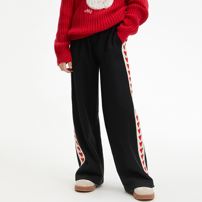 爱心织带拼色无痕腰运动休闲卫裤