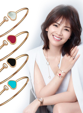 刘涛钛钢玫瑰金爱心手镯明星同款