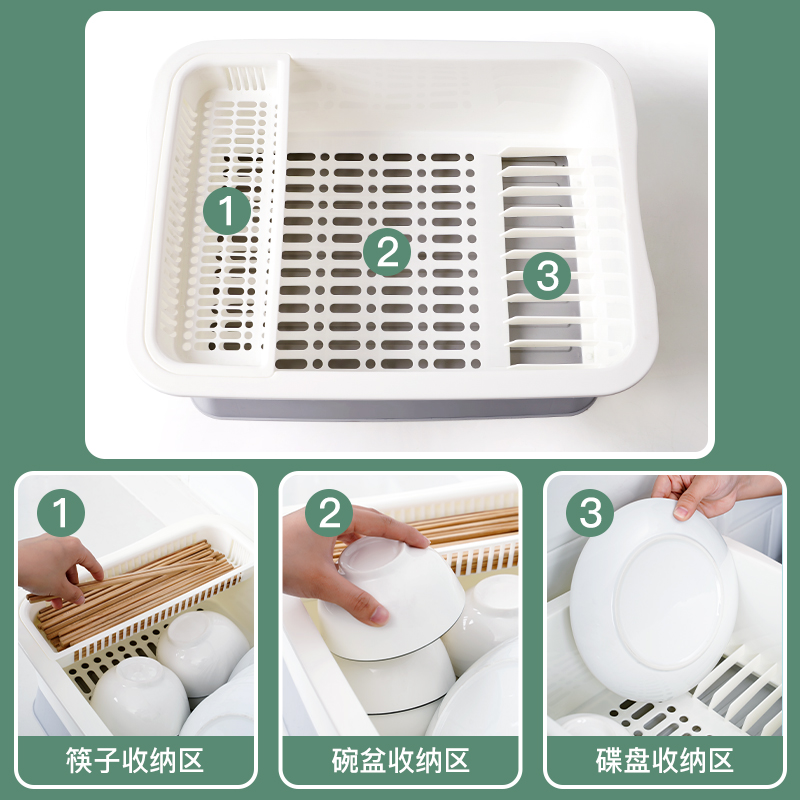 厨房带盖碗盆台面大容量家用塑料碗柜装碗碟柜双层沥水碗柜碗架