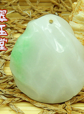 缅甸老坑冰糯种水翡翠A货明料 白底飘翠绿色玉石平安无事牌子毛料