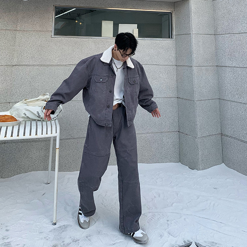 ACB爱穿帮冬季时尚套装男装整套搭配工装夹克潮新款设计痞帅外套