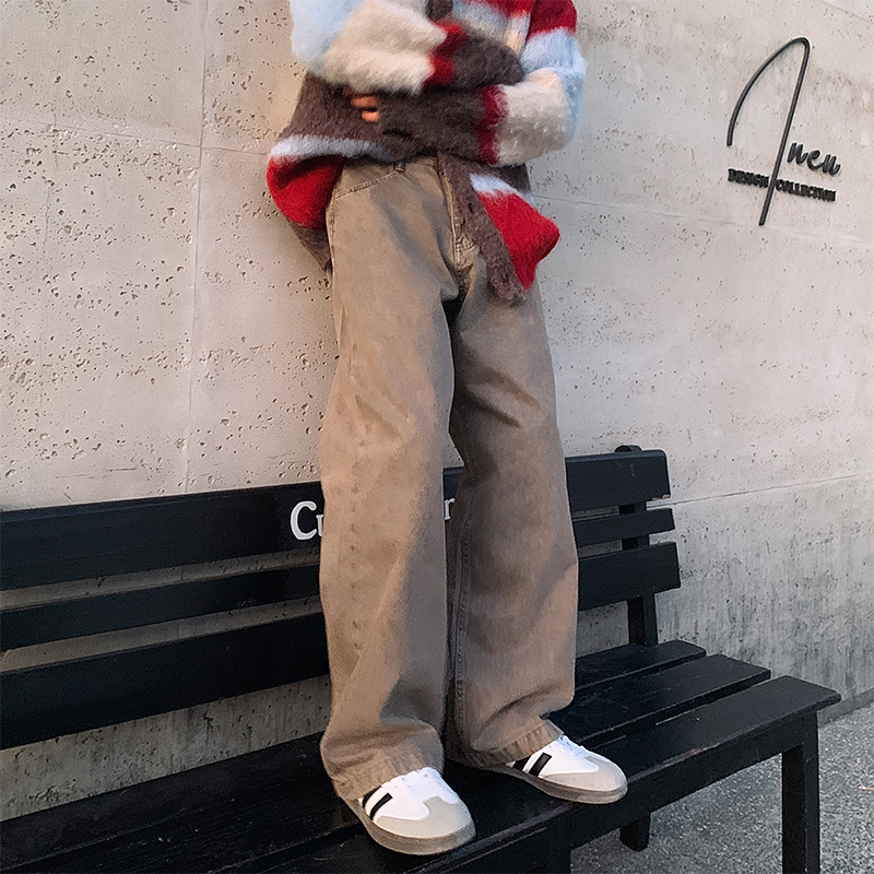 ACB爱穿帮复古做旧牛仔裤