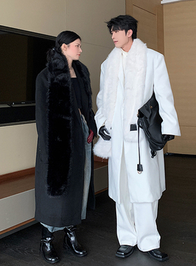 一轩轩hlds【染墨落雪】中长款呢大衣秋冬高级感加厚毛呢外套男