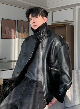 一轩轩hlds【冬日沐光】飞行皮衣冬季加绒加厚皮毛一体外套男生