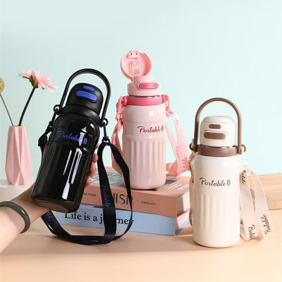 康林运动双饮保温杯316不锈钢大容量吸管水杯子男女学生水壶800ml