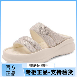 百丽时尚 女2024夏新水钻膨软舒适一字拖B1971BT4 沙滩拖鞋