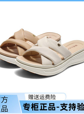 百丽羊皮厚底外穿休闲女拖鞋
