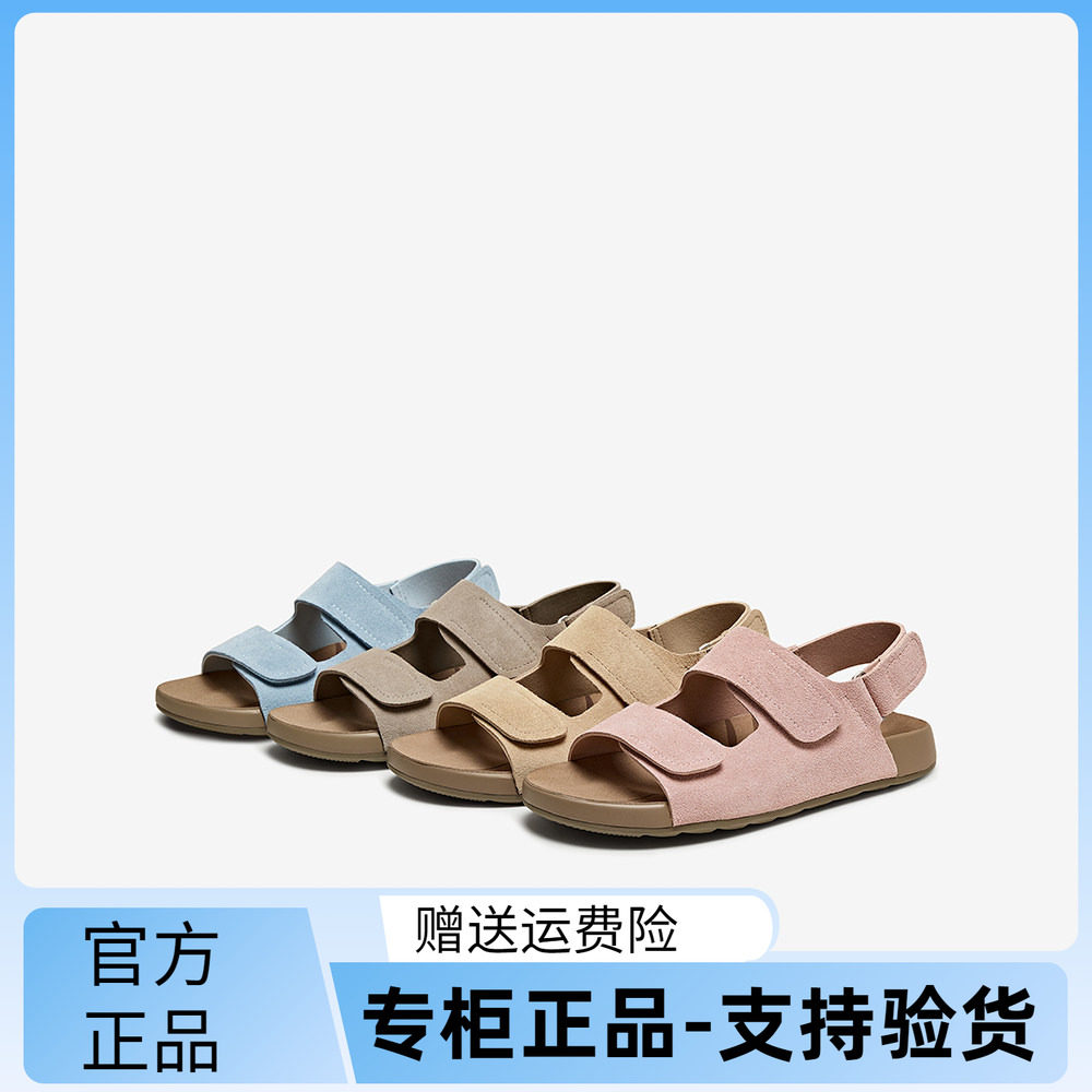 百思图香港25夏商场新款复古休闲勃肯鞋女运动沙滩凉鞋B6465BL5