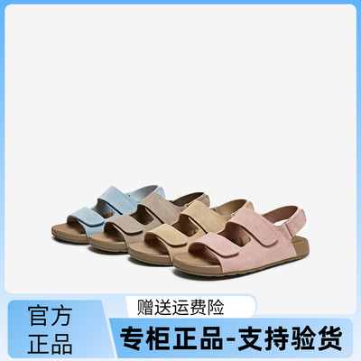 百思图香港25夏商场新款复古休闲勃肯鞋女运动沙滩凉鞋B6465BL5