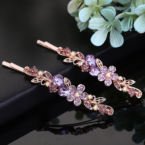 加长对夹一字边水钻发卡头饰韩国