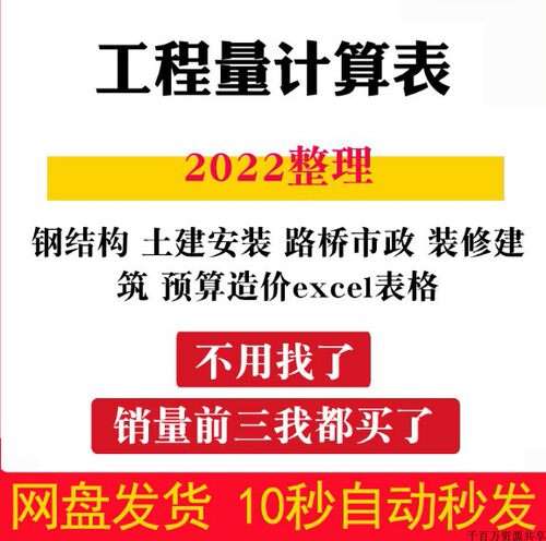 造价工程量excel自动计算表格市政土建筑安装电气给排水钢筋模板
