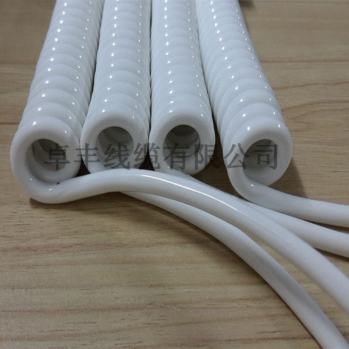 厂家直销纯铜芯电源线 仪器仪表璇螺线 PU弹簧线 2芯3芯4芯白色线