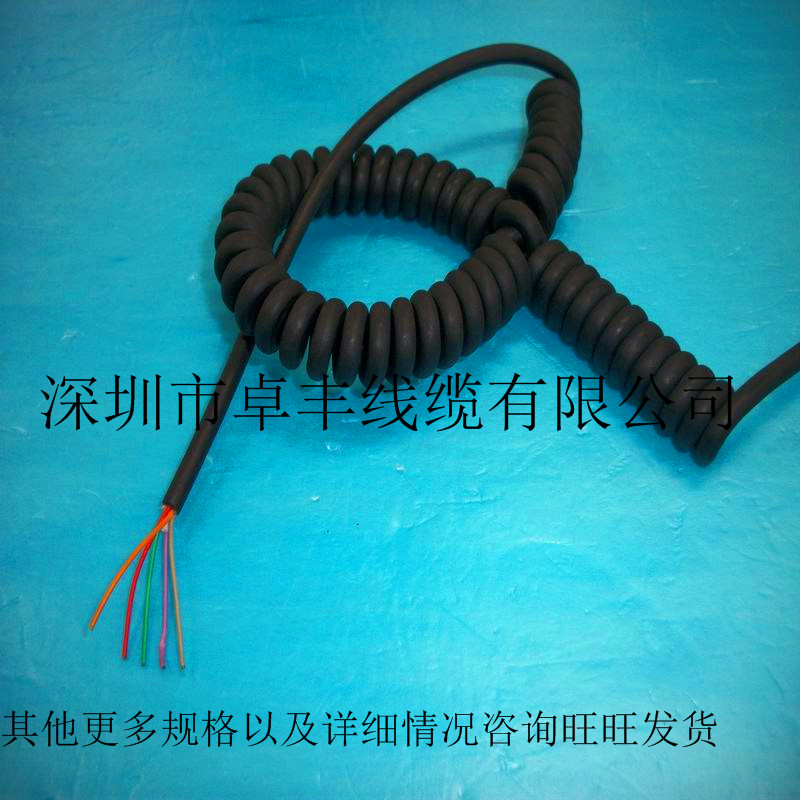 6芯手咪弹簧线 六芯信号螺旋伸缩线 6芯医疗信号线亚光6芯弹簧线