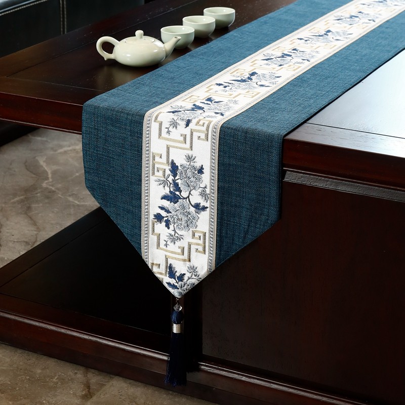 新中式桌旗禅意茶台茶桌茶席防水防滑高端茶几玄关电视柜长条盖布,居家布艺,桌旗,淘宝优惠券,粉丝福利购,淘宝优惠卷