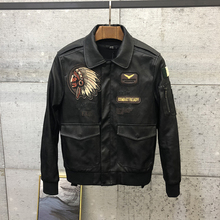 重工艺徽章刺绣帅气皮衣外套机车服男装 秋冬翻领皮夹克男韩版 修身