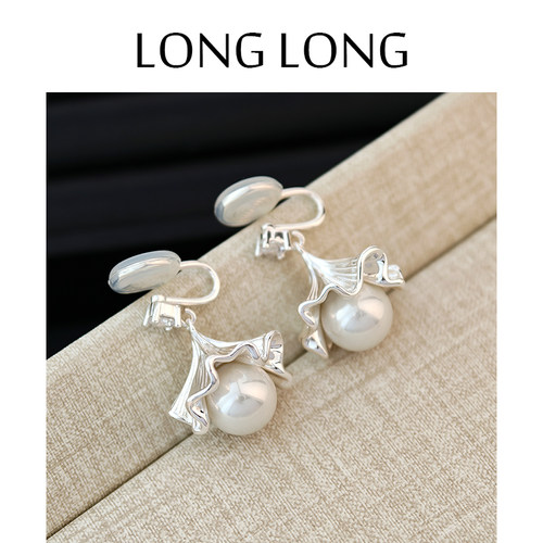 LONGLONG银杏叶珍珠耳环