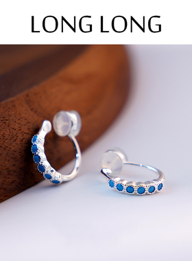 简约精致小巧天然蓝松石一体硅胶耳夹女个性百搭复古无耳洞耳饰潮