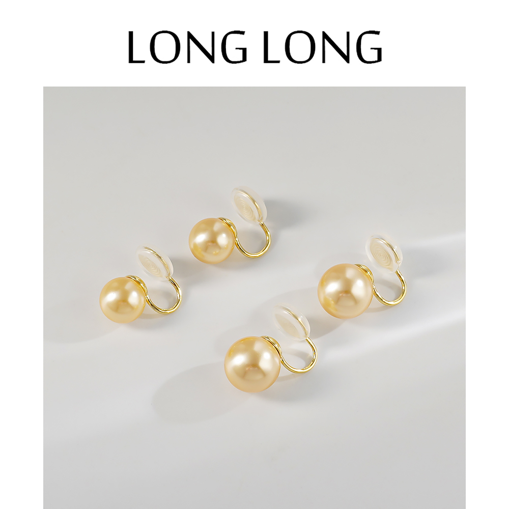 LONGLONG香槟色珍珠耳环无耳洞