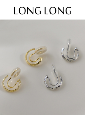 冷淡风小众金属素圈耳环女无耳洞蚊香盘耳夹气质简约百搭高级耳饰